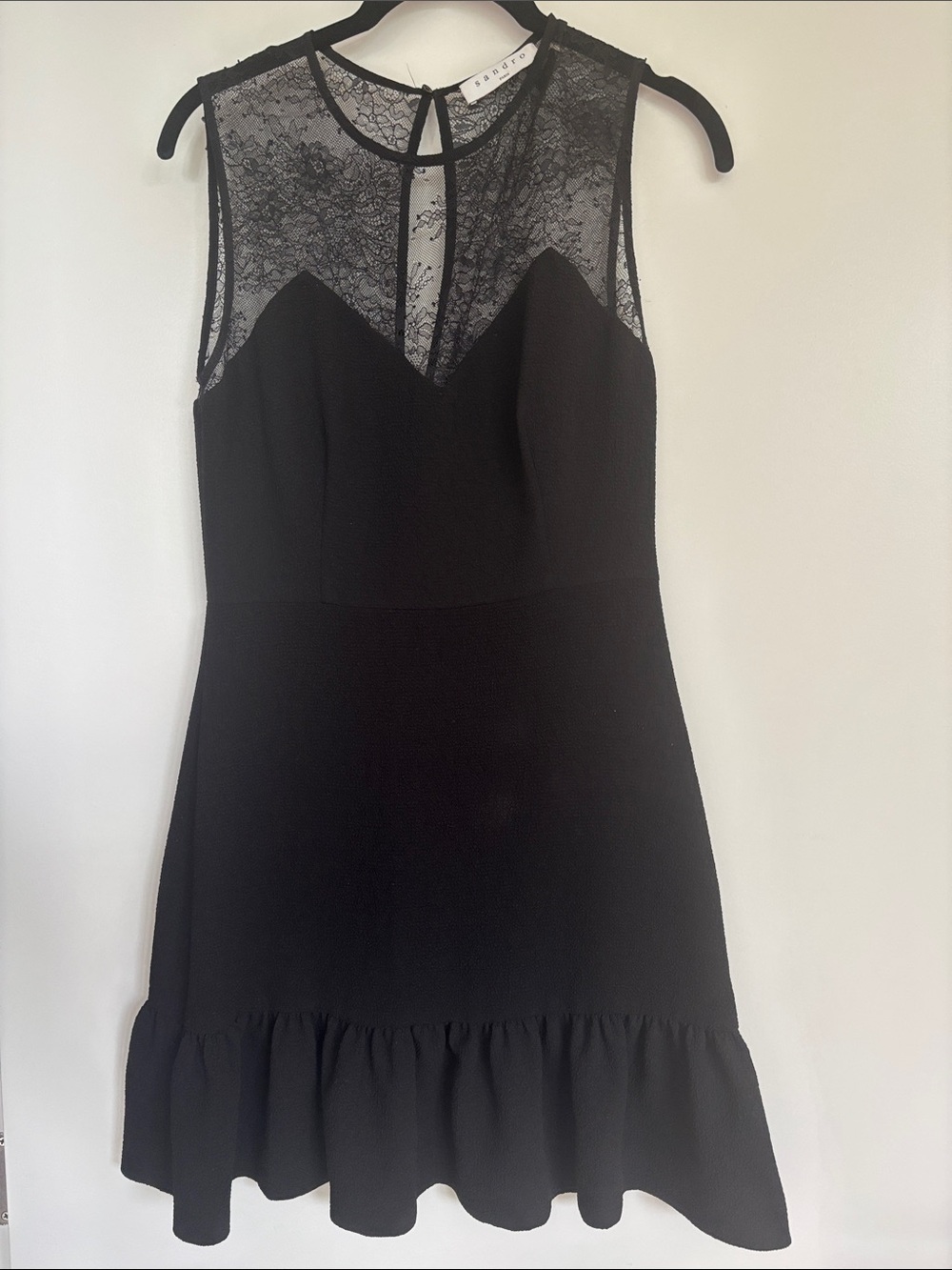 Sandro Black Lace Sheer Top